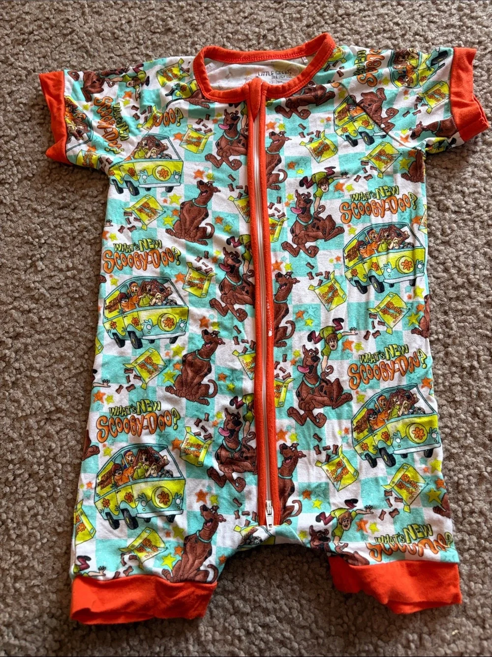 B15 Bamboo Scooby-Doo™ Orange Trim Kids One-Piece Shortie, 12-18 see all pics